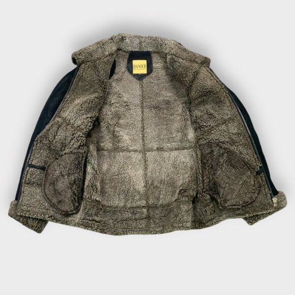 Vintage Danier Shearling Leather Aviator Bomber Jacket - Picture 10 of 14
